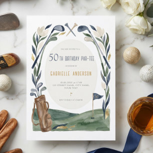 Invitation Cinquantième Anniversaire Par-Tee Aquarelle Golf F