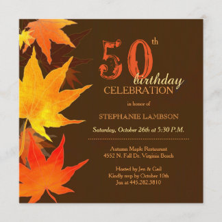 Invitation Cinquantième fête d'anniversaire d'érable snob