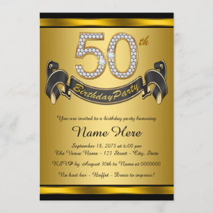 Invitation Cinquantième fête d'anniversaire d'or élégant