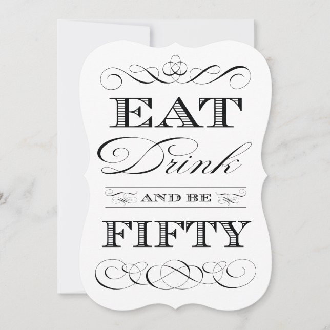 Invitation cinquantième La fête d'anniversaire mangent la (Devant)