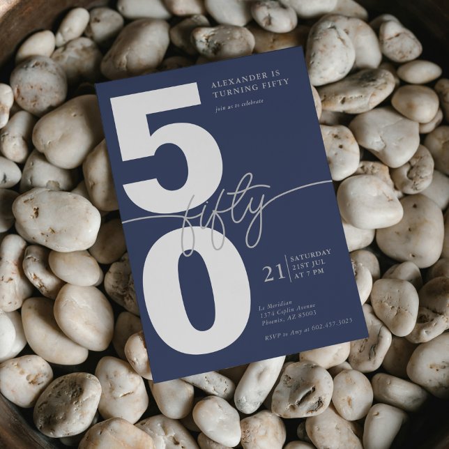 Invitation Cinquantième minimaliste moderne fête d'anniversai (Créateur téléchargé)