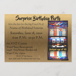 Invitation cinquantième Or de machine à sous de casino de