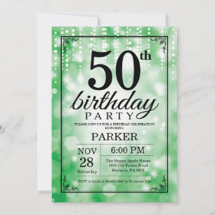 Invitation cinquantième Parties scintillantes de vert