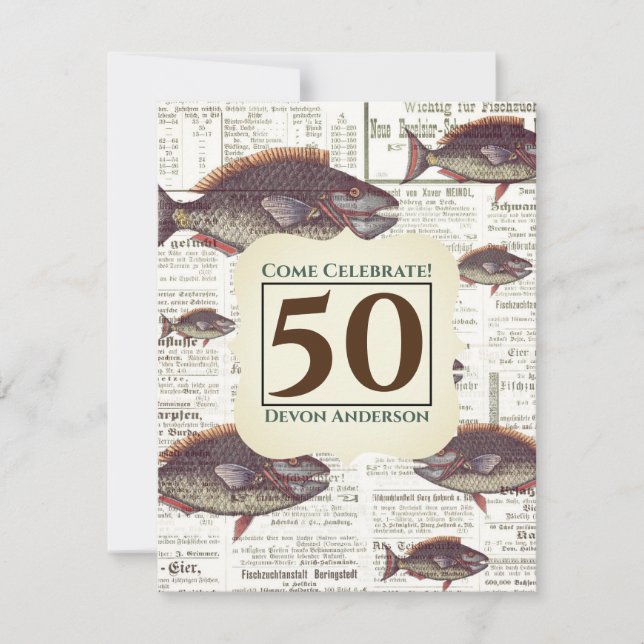 Invitation cinquantième Poissons allemands vintages de (Devant)
