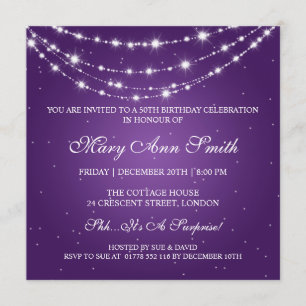 Invitation Cinquantième pourpre à chaînes de scintillement de