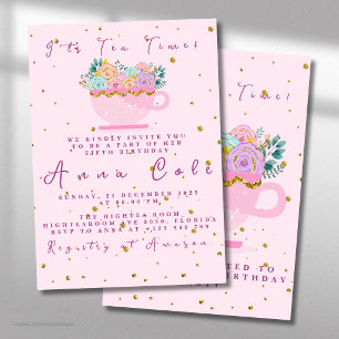 Invitation Cinquième anniversaire Tea Party Élégant et joyeux