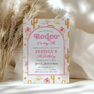 Invitation Cinquième Rodeo Cowgirl Rose 5ème Fête d'anniversa