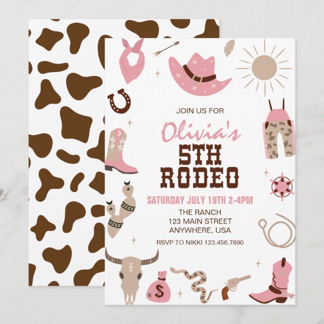 Invitation Cinquième Rodéo Rose Occidental 5e Anniversaire (Devant / Derrière)