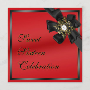 Invitation cintré de diamant rouge et noir