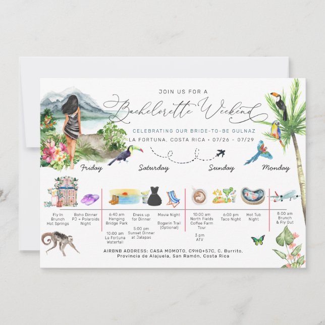 Invitation Circuit de week-end de jeune fille | Costa Rica  (Devant)