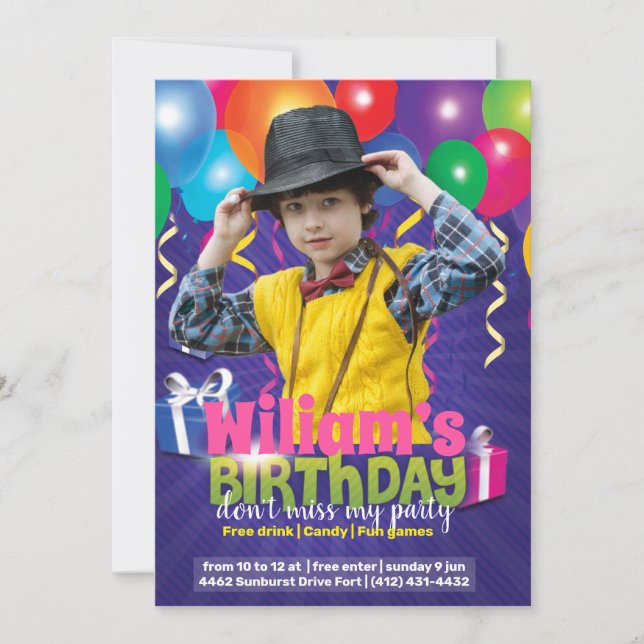 Invitation Circulaire d'anniversaire pour enfants (Devant)