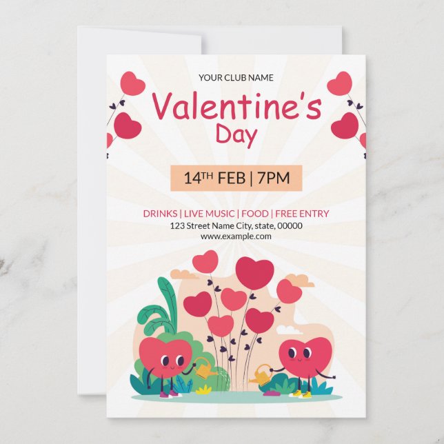 Invitation Circulaire d'invitation de la Saint-Valentin (Devant)
