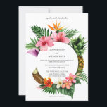Invitation Circulaire Tropical Hawaiian Floral Mariage de noi<br><div class="desc">Amusez-vous dans l'ambiance d'un mariage de beach party avec ce Faire-part de mariage de noix de coco floral hawaïen tropical.</div>