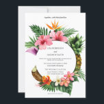 Invitation Circulaire Tropical Hawaiian Floral Mariage de noi<br><div class="desc">Amusez-vous dans l'ambiance d'un mariage de beach party avec ce Faire-part de mariage de noix de coco floral hawaïen tropical.</div>