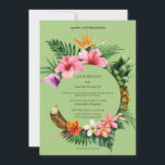 Invitation Circulaire Tropical Hawaiian Floral Mariage- Vert<br><div class="desc">Amusez-vous dans l'ambiance d'un mariage de beach party avec ce Faire-part de mariage de noix de coco floral hawaïen tropical.</div>