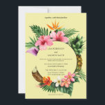 Invitation Circulaire tropicale hawaïenne Mariage - Jaune<br><div class="desc">Amusez-vous dans l'ambiance d'un mariage de beach party avec ce Faire-part de mariage de noix de coco floral hawaïen tropical.</div>