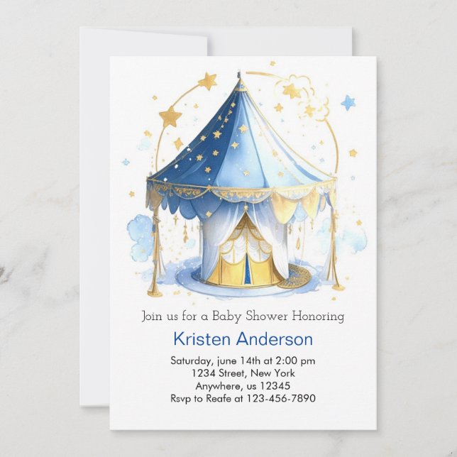 Invitation Circus Carousel Adventure Attend Baby shower Garço (Devant)