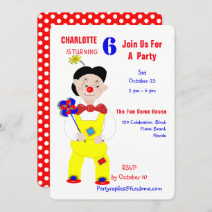 Invitation Circus Clowns Fun Anniversaire de enfant Party mod