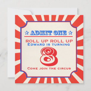 Invitation Circus fun fair 8ème anniversaire de enfant invita