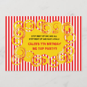 Invitation Circus Stripes Fun Swirl Anniversaire Fête Invitat