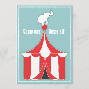 Invitation Circus Tent & Elephant Anniversaire de enfant Part
