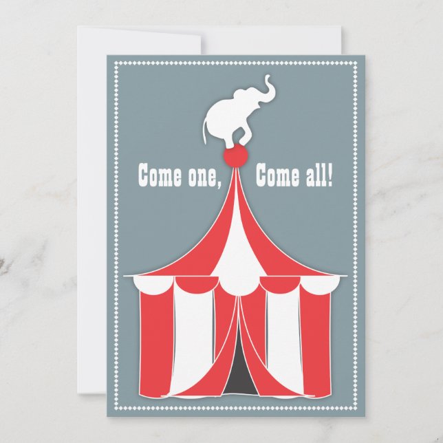 Invitation Circus Tent & Elephant Anniversaire de enfant Part (Devant)