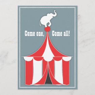 Invitation Circus Tent & Elephant Anniversaire de enfant Part