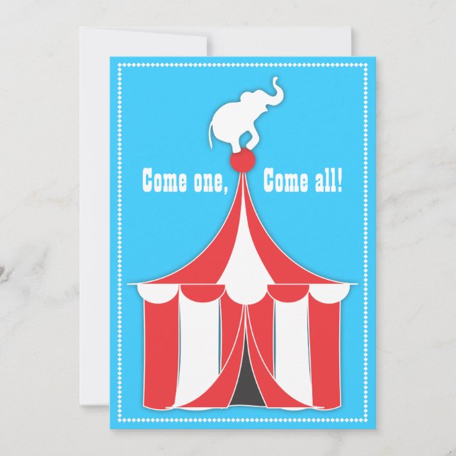 Invitation Circus Tent & Elephant Anniversaire de enfant Part (Devant)
