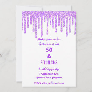Invitation Cire Parkly Violet 50 Et Fabuleux Anniversaire