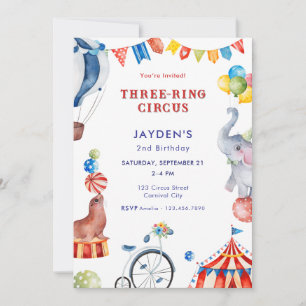 Invitation Cirque à Trois Anneaux 2e Anniversaire Carnaval An