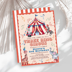 Invitation Cirque à Trois Anneaux Carnaval Animaux 3ème Anniv
