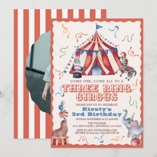 Invitation Cirque à Trois Anneaux Carnaval Photo 3ème Anniver