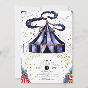Invitation Cirque coloré céleste Anniversaire