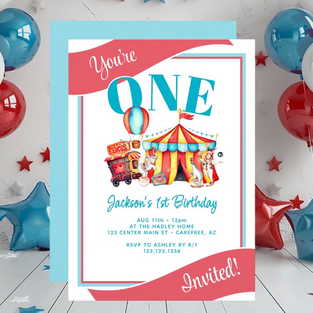 Invitation Cirque de Carnaval Anniversaire Enfant Chapiteau (Créateur téléchargé)