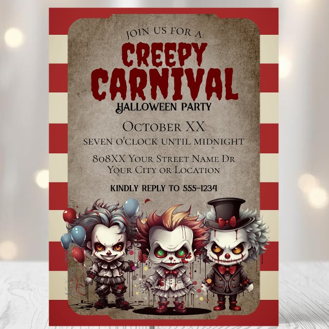 Invitation Cirque de Clowns Halloween Carnaval (Créateur téléchargé)