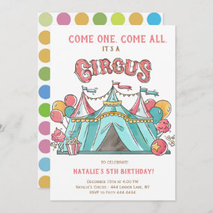 INVITATION CIRQUE DE LA FÊTE D'ANNIVERSAIRE