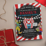 Invitation Cirque divertissant Enfants | Anniversaire du Carn<br><div class="desc">Cirque ou Carnaval thème d'anniversaire invitation à la fête d'anniversaire que les enfants,  garçons et filles,  vont aimer. Invitez vos invités au plus grand spectacle jamais! Un design coloré amusant avec un clown jonglant,  un Maître des Anneaux et une tente de cirque avec un modèle d'anniversaire facilement personnalisable.</div>