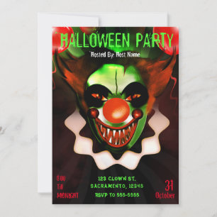 Invitation Cirque effrayant et terrifiant d'Halloween pour fê