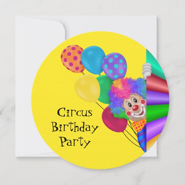 Invitation Cirque fête d'anniversaire Happy Clown (Devant)