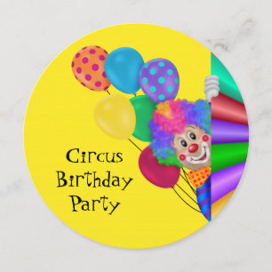 Invitation Cirque fête d'anniversaire Happy Clown