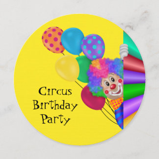 Invitation Cirque fête d'anniversaire Happy Clown
