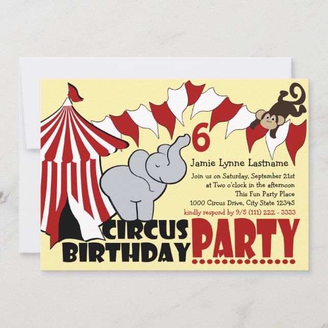 Invitation Cirque Fun Anniversaire (Devant)