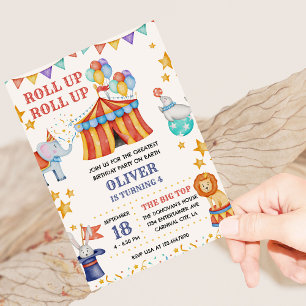 Invitation Cirque Grand Chapiteau Animaux Mignons Fête d'anni
