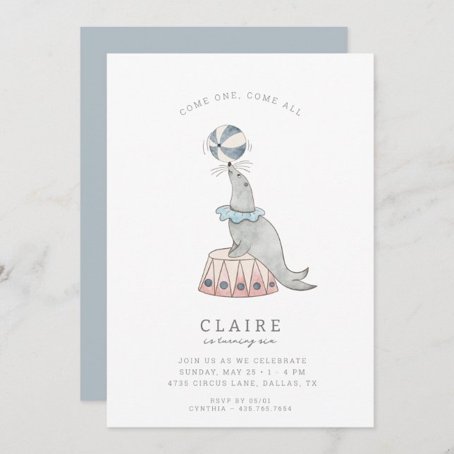 Invitation Cirque moderne pour enfants | Fête d'anniversaire  (Devant / Derrière)