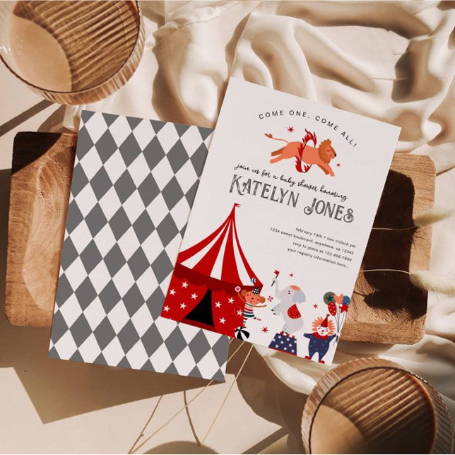 Invitation Cirque ou carnaval Baby shower à thème (Créateur téléchargé)