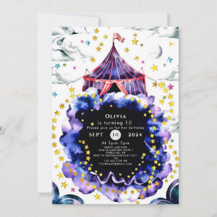 Invitation Cirque personnalisé coloré Anniversaire