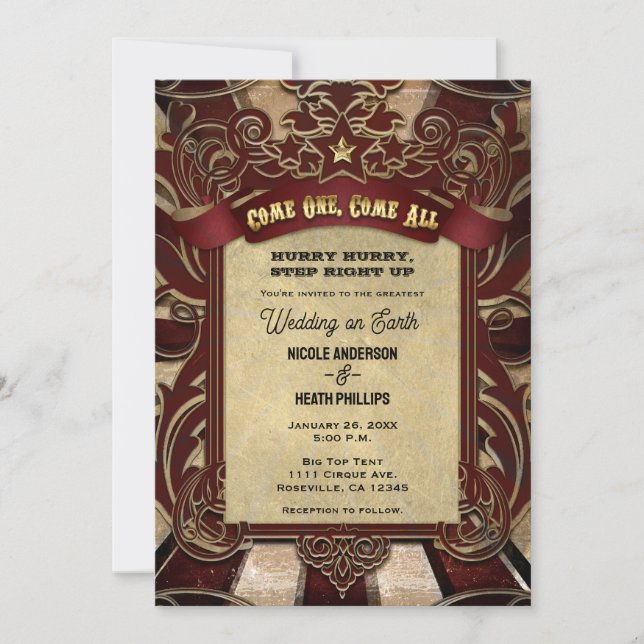 Invitation Cirque Vintage Carnaval Élégant Mariage à l'affich (Devant)