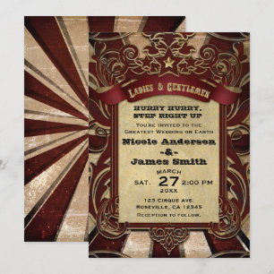 Invitation Cirque Vintage Carnaval Élégant Mariage Showtime