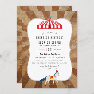 Invitation Cirque vintage Thème Anniversaire