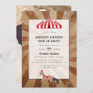 Invitation Cirque vintage Thème Anniversaire Photo